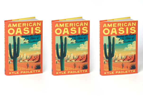 Three copies of book cover for American Oasis by Kyle Paoletta.