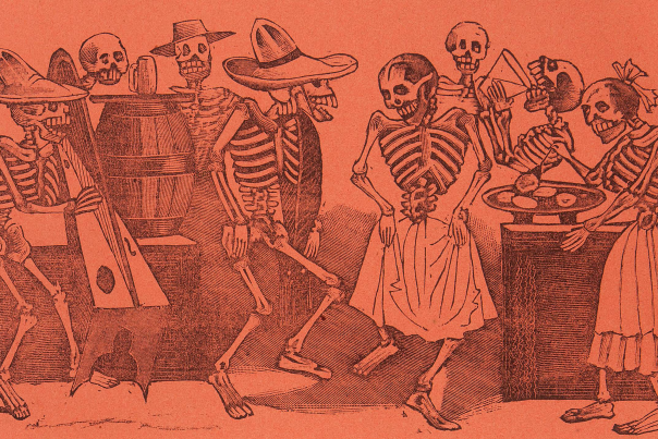 Jose G. Posada's work popularized the skeleton images known as calaveras and catrinas, often seen today around Día de los Muertos