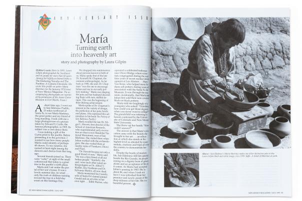 San Ildefonso’s María Martínez makes one of her distinctive pots in this Laura Gilpin black-and-white image, circa 1959.