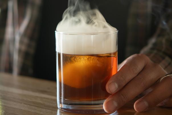 Lost Cultures Tea Bar’s Ancient Fashioned gets a smoky finish.