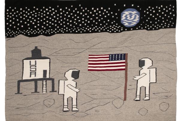 A pictorial weaving by Melissa Benaly (Navajo).