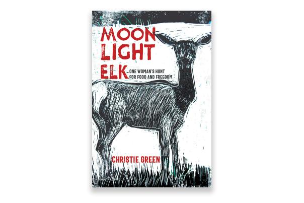 This book cover for "Moonlight Elk" features a linocut illustration of an elk.
