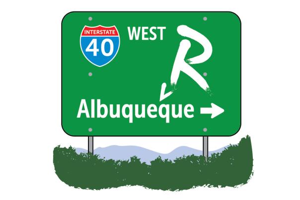 Albuquerque road sign graphic for One of Our 50 is Missing: November.