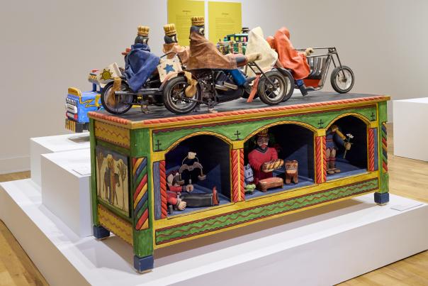 Lowrider Nativity (2005) depicts the Holy Family and the Magi on lowrider choppers.