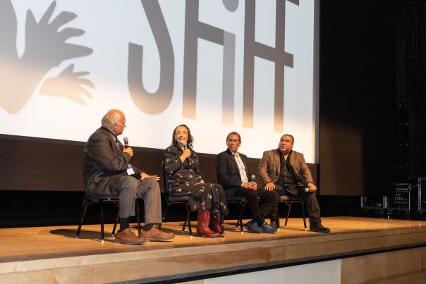 Tantoo Cardinal is awarded the Lifetime Achievement Award at the 2019 Santa Fe International Film Festival.