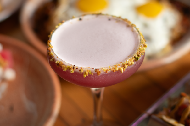 CRANBERRY PISTACHIO SOUR cocktail