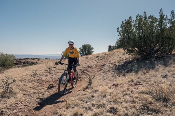 Mountain bikers cruise the Descansos Trail in Socorro, New Mexico.
