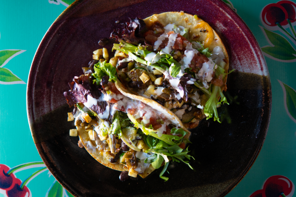 The Skillet serves a hefty order of Three Sisters Tacos.