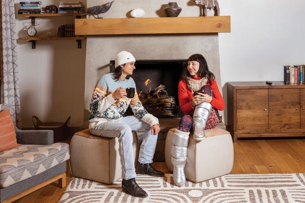 Alex Vigil and Vanessa Vanya enjoy Taos Ski Valley's 192 at the Blake.