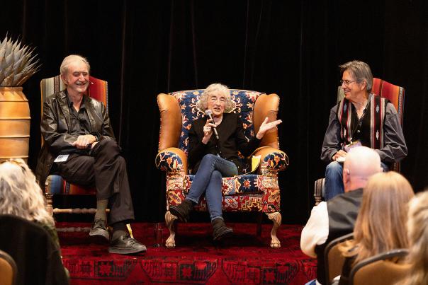 Santa Fe International Literary Festival past participants Stanley Crawford, Lucy Lippard, and Don J. Usner.