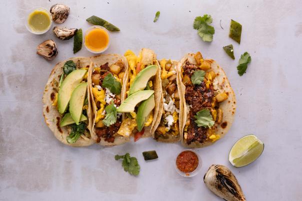 Start the day with a lineup of Mañana breakfast tacos.
