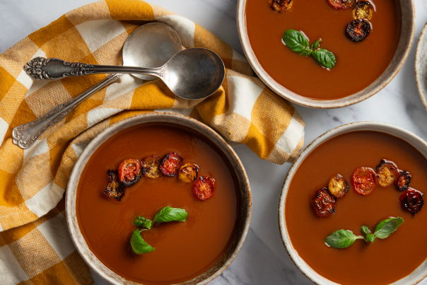 Garlicky Tomato Soup with Fresh local Milk