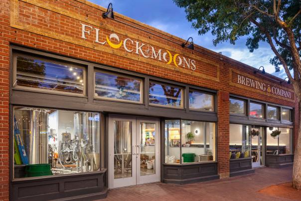 Large windows showcase the Flock of Moons interior.