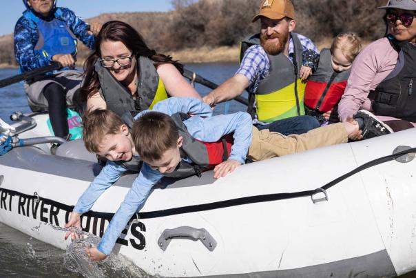 Corey Allison of Desert River Guides takes a family on a San Juan River trip.
