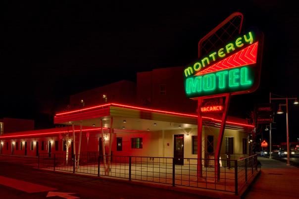 The front patio of the Momo Lounge doubles as the Monterey Motel’s lobby.