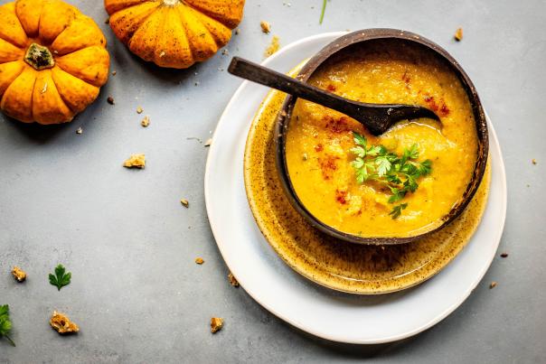 Photo of spicy pumpkin soup.