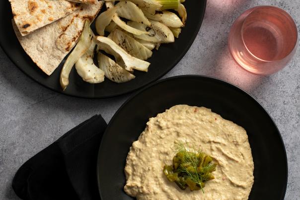 Green Chile Cannellini Bean Dip with Grilled Fennel & Tortillas