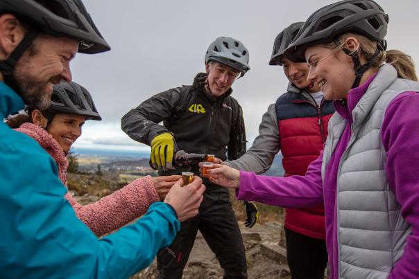 Group enjoying a cycling tour with Life Adventure