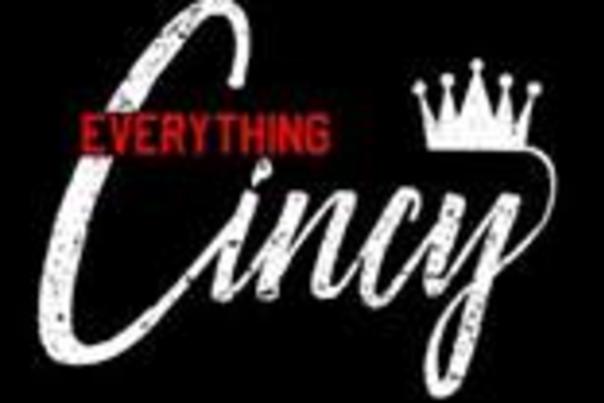 Black background with the Everything Cincy logo written in white with a white crown over the y.