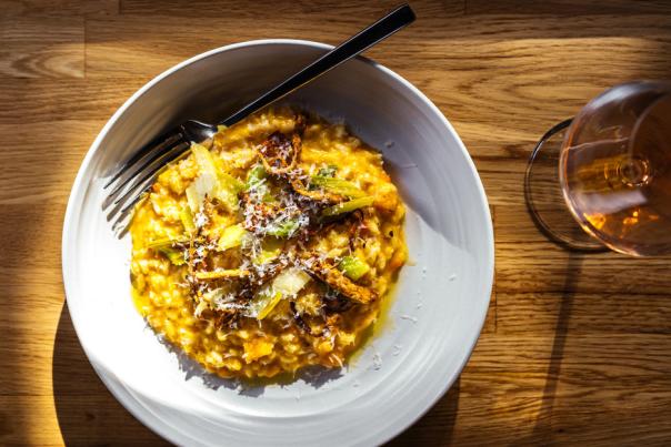 Plate of risotto at MAMA Oakland