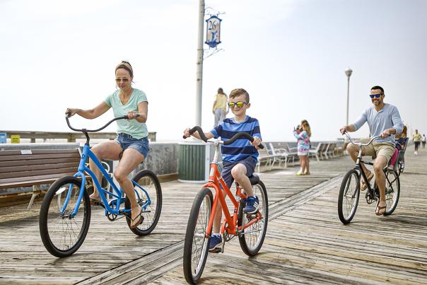 Family Biking the Boardwalk