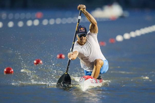 Paddleboard racer participating in ICF Worlds