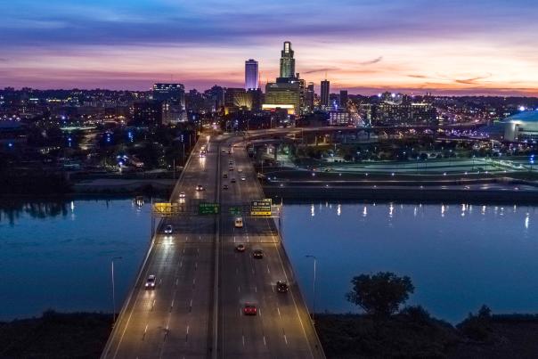Omaha Skyline Bridge at Night