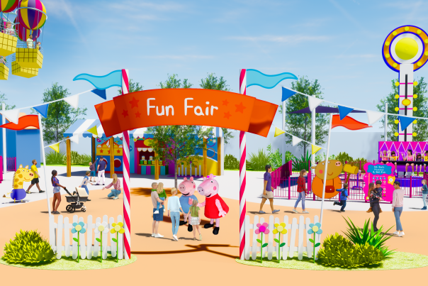Peppa Pig Theme Park Florida fun fair rendering