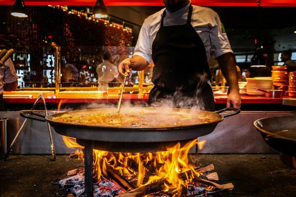 JALEO at Disney Springs preparing Paella