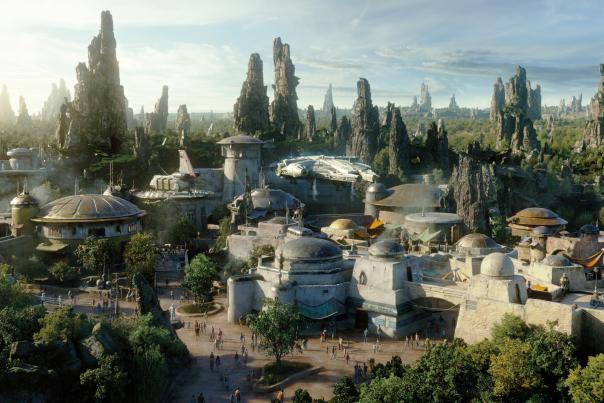 Star Wars: Galaxy’s Edge will open May 31, 2019, at Disneyland Park in Anaheim, California, and Aug. 29, 2019, at Disney's Hollywood Studios in Lake Buena Vista, Florida. At 14 acres each, Star Wars: Galaxy’s Edge will be Disney's largest single-themed land expansions ever, transporting guests to live their own Star Wars adventures in Black Spire Outpost, a village on the remote planet of Batuu, full of unique sights, sounds, smells and tastes. Guests can become part of the story as they sample galactic food and beverages, explore an intriguing collection of merchant shops and take the controls of the most famous ship in the galaxy aboard Millennium Falcon: Smugglers Run. (Disney Parks)