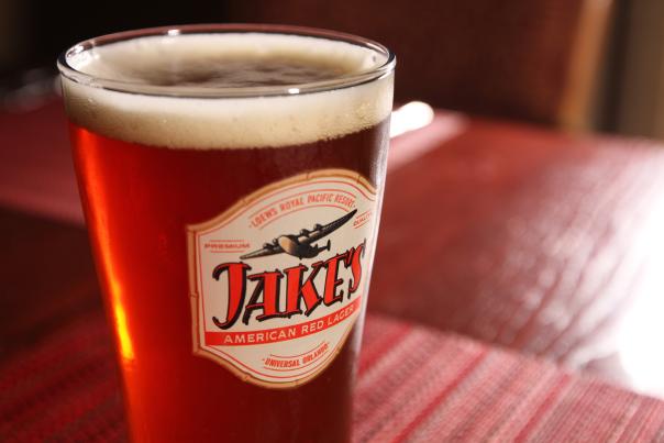 Close up of a glass of beer from Jake's at Loews Royal Pacific Resort at Universal Orlando
