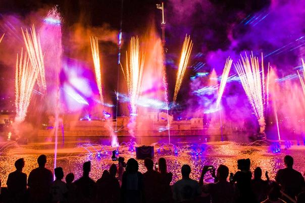 Guests watching fireworks during SeaWorld’s Electric Ocean