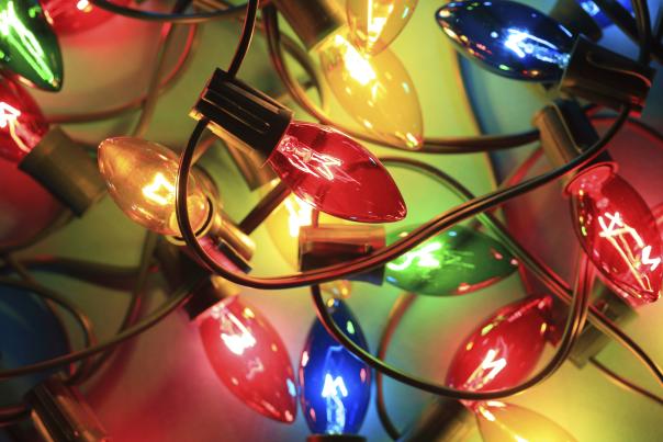Close-up of multi-colored Christmas lights