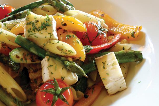 close up of pasta with vegetables