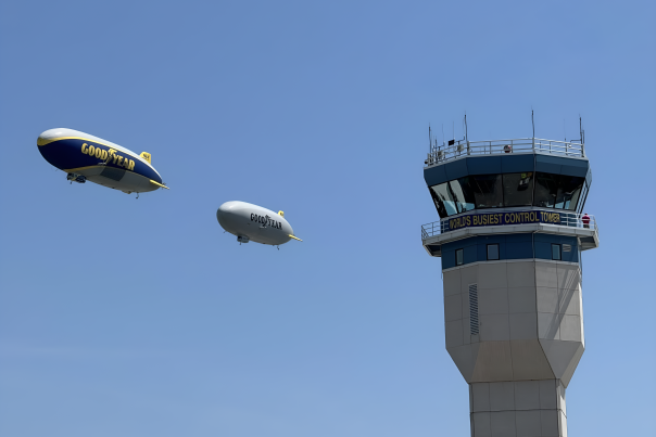 Goodyear blimps and tower at EAA AirVenture Oshkosh 2025