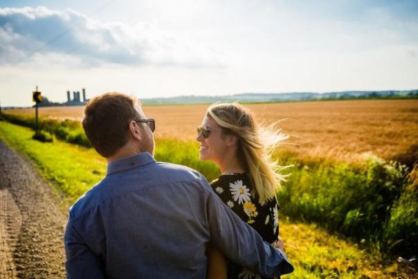 Happy couple at a rural place