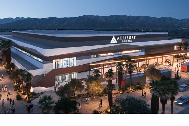 Artist rendering of the outside of Acrisure Arena
