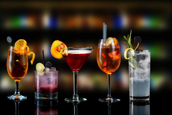 Various cocktails at a bar