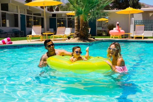 Family in pool