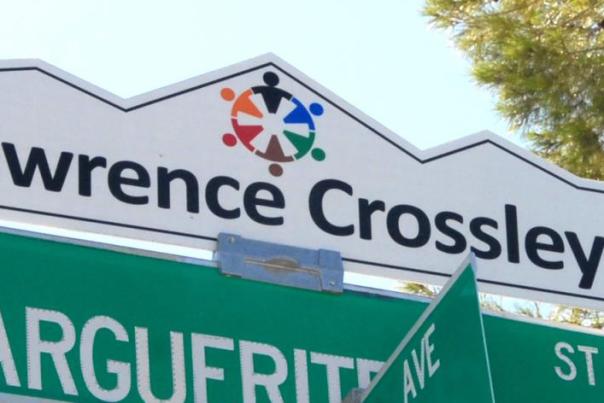 Lawrence Crossley street sign