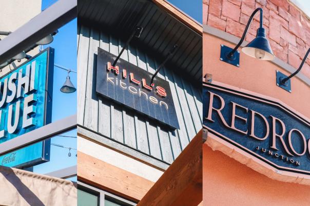 Photo of the signs of Sushi Blue, Hill's Kitchen and Rede Rock Junction