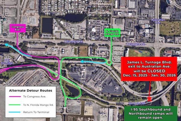 Map displaying a temporary road closure effective January 28, 2026, with surrounding streets shown as alternate routes for access.