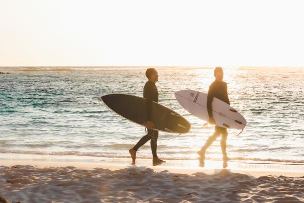 Surfing at Sunset on Rottnest Island