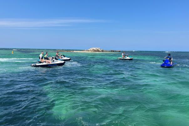 Group jet skiiing with Ultimate Watersports