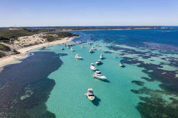 Boats moored up on Rottnest Island