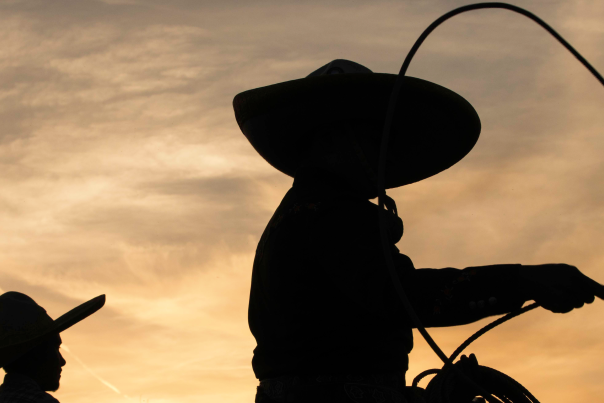 Silhouette of Rodeo Cowboys