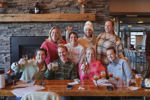 A group enjoys drinks at Wallenpaupack Brewing Company in the Poconos.