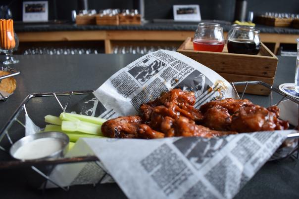 Burger and Basket of Wings at Wallenpaupack Brewing Co