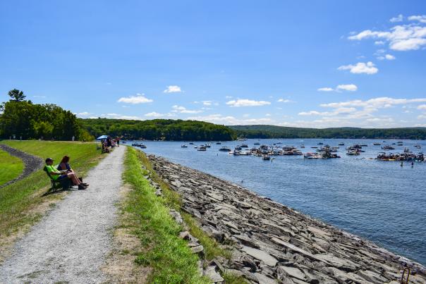 Boats enjoy a day on Lake Wallenpaupack during Wally Lake Fest in the Poconos