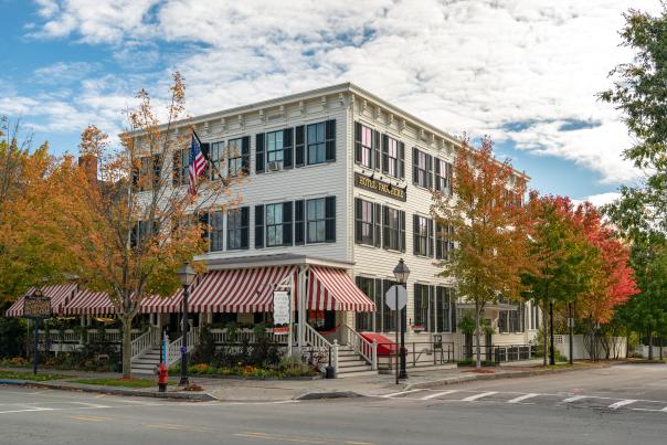 An autumnal view of the Hotel Fauchere in charming downtown Milford in the Poconos.
